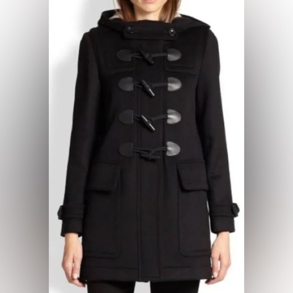 Burberry Brit Finsdale Wool Duffle Toggle Coat Size 6